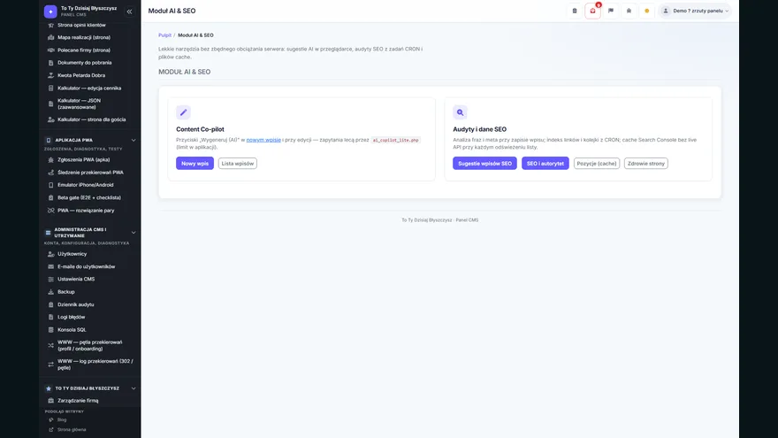 Panel SEO — meta wpisów, wewnętrzna spójność i praca nad widocznością organiczną