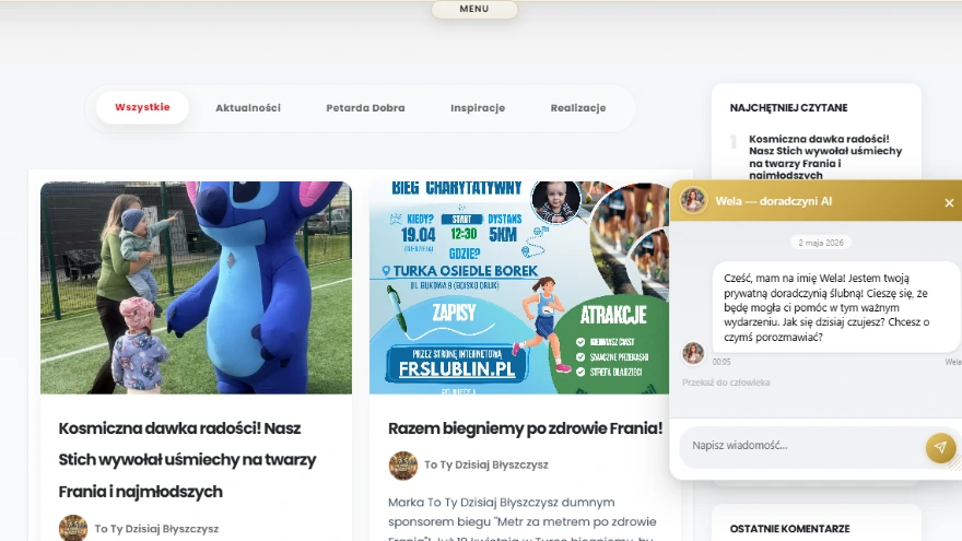 Zrzut ekranu: podstrona FAQ na magic-moments.pl